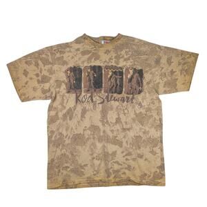 Vintage Rod Stewart British Rock Pop Singer Band Music Tie Dye Brown Shirt XL